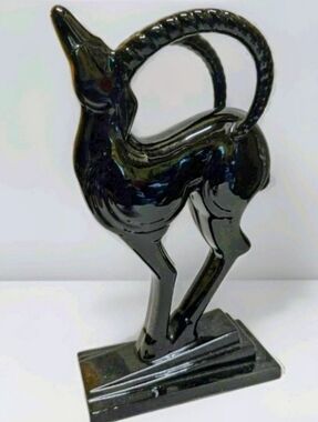 Vintage Fitz And Floyd Black Gazelle Ceramic Bookend Statue